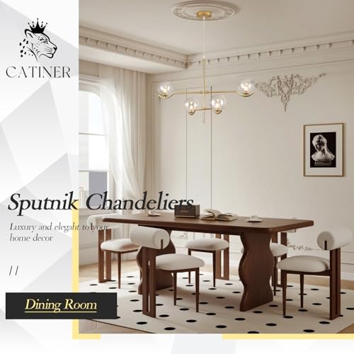 CATINER Modern 31" 4-Light Gold Sputnik Chandelier with Clear Glass Globe - Image 3