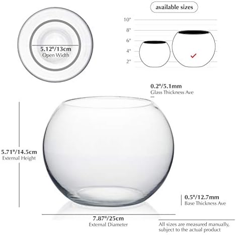WGVI Bowl Glass Vase, Diameter 8", Height 6", Open Width 5", (Multiple Sizes Choices) Clear Bubble Planter Terrarium Fish Bowl for Wedding Event Home Decor, 1 Piece (VBW0008A) (Pack of 3) - Image 2