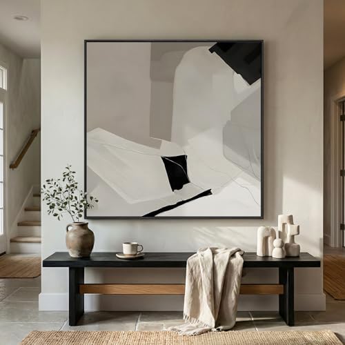 Extra Large Framed Black White Abstract Wall Art for Living Room, 40x40 In - Image 2