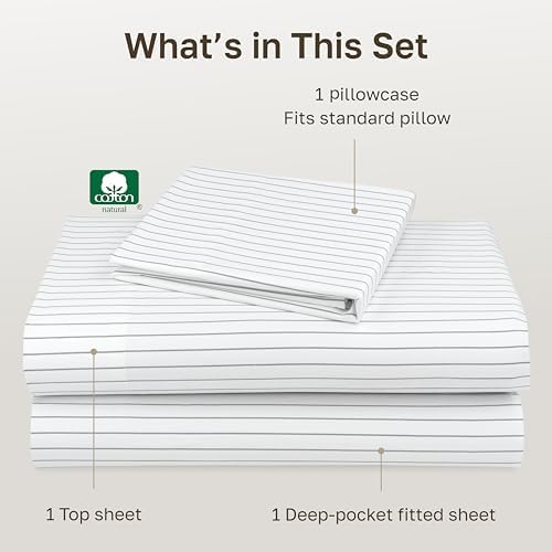 California Design Den 100% Cotton Sateen Twin XL Size Bed Sheet Set, 3 Pcs - Image 4
