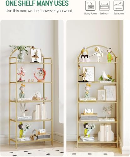 Hzuaneri Bookcase Bookshelf, Tempered Glass Bookshelves - Image 5