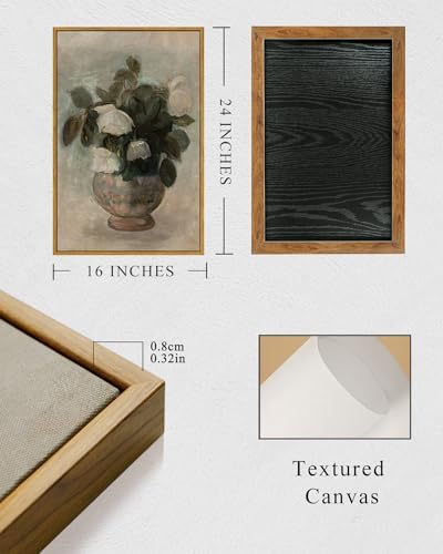 InSimSea Framed Wall Art Vintage Decor, Large Flowers Vase Prints, 16x24In - Image 5