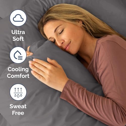 Short Queen Size 4 Piece Bed Sheet Set - RV Short Queen Sheets - Dark Grey - Image 4