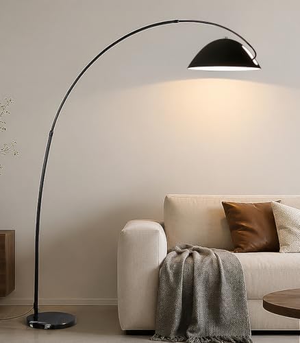 Black Arc Floor Lamp,70"Arch Floor Lamps for Living Room Modern Arched Floor Lamp Metal Curved Arc Floor Light with Black Marble Base Arch Standing Lamp for Offices Bedrooms,E26 Bulb,3 Light Color by SIMEESO