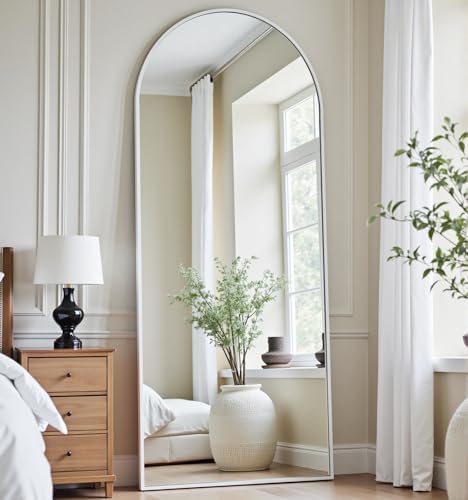 Dewfig Arched Full Length Mirror, 58"X18" Large Full Body Mirror, White by YourSpacePerfectlyReflected