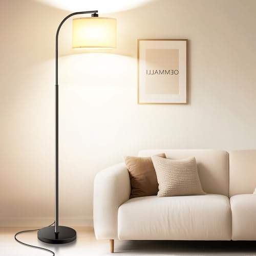 Floor Lamp for Living Room,Tall Standing Lamps Dimmable,Modern Floor Light with LED Bulb,3 Color Temperatures,Fabric Shades,Black Floor Lamps for Bedroom Dining Room Office Corner by IlluminateYourSpace