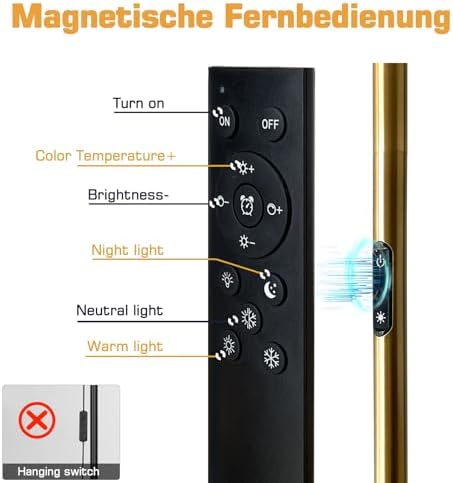 Mid Century Gold Floor Lamp – Dimmable, Remote & Touch, 3-Light - Image 6