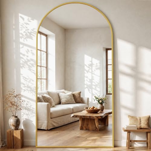 76"x34" Arched Full Length Mirror, Large Floor Mirror, Gold by Unknown
