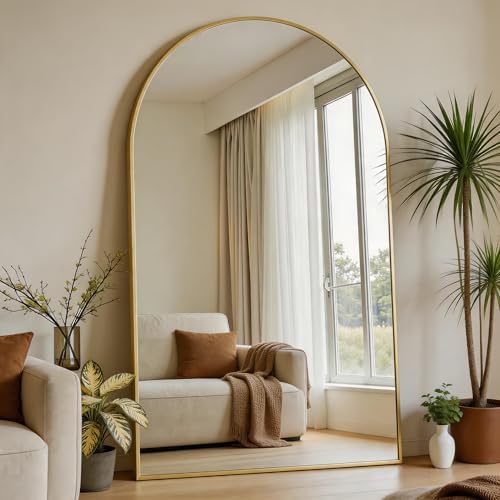 Dewfig Arched Full Length Mirror, 76"x34" Large Floor Mirror, Gold by YourSpacePerfectlyReflected