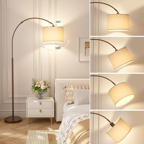 Ambimall Dimmable Arc Floor Lamp with Remote, Color Temp Adjustable, Brown - Image 5