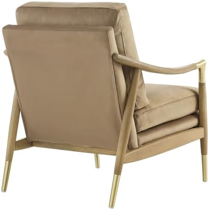 Modway Langford Stain-Resistant Performance Velvet Armchair – Mid Century Modern Velvet Chair with Wood Frame – Upholstered Accent Chair for Living Room or Bedroom - Image 7
