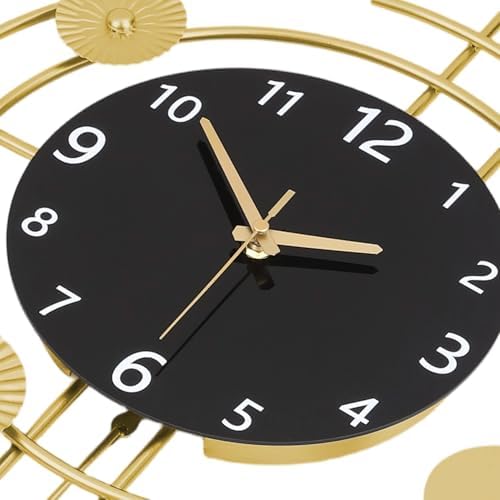Wall Clock,Silent Quartz Movement Battery Operated with Pendulum,Oversized Metal Modern Large Wall Clocks for Living Room Bedroom Farmhouse Office Kitchen Home Wall Decor-15.3x31.1Inch(Golden Black) - Image 3