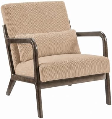 Garvee Mid Century Accent Chair, Upholstered Armchair with Lumbar Pillow by Garvee