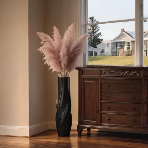 Modern Black Floor Vase, 24 Inch Tall Resin Home Decor Vases, Large Sturdy Vase for Living Room, Office, Bedroom Decor with 5" Opening for Dried Pampas Grass, Branches & Feathers by Luystoka