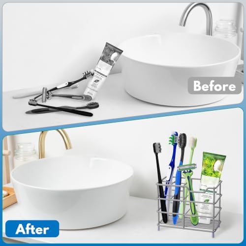Toothbrush Holders for Bathrooms 304 Stainless Steel Quick Drying Grey - Image 5