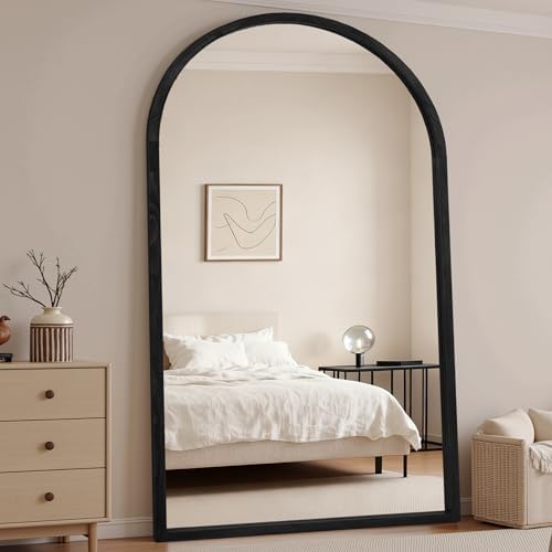 Suidia Full Length Mirror, Oversized Floor Mirror with Solid Wood Frame, Large Standing Mirror for Bedroom Living Room, Wood Antique Style, Black, 82" L x 44" W - Image 2