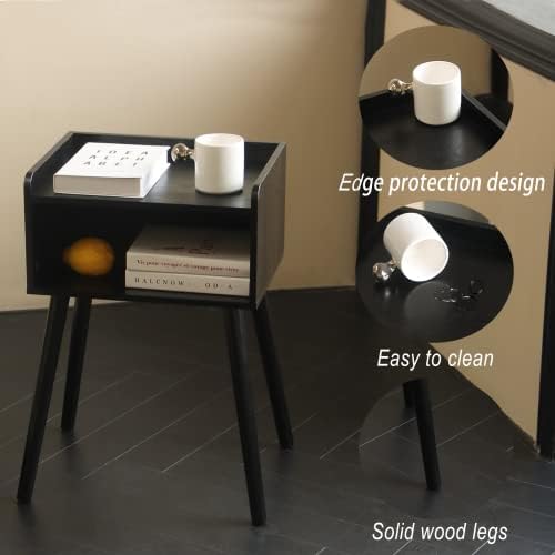 MaxSmeo Nightstand, Mid Century Black Side Table Bedroom with Storage - Image 4