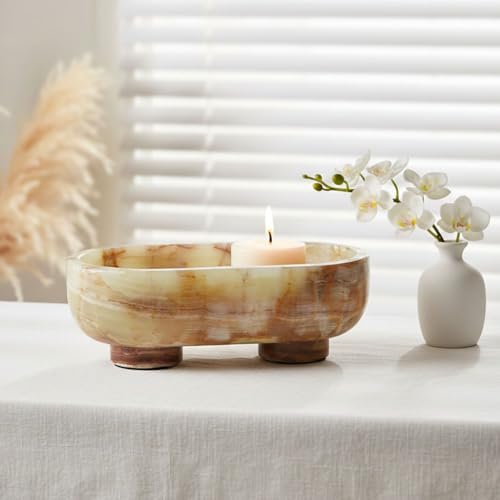 Radicaln Marble Oval Bowl with Stand 10" Decorative Bowl for Table Decor - Image 3