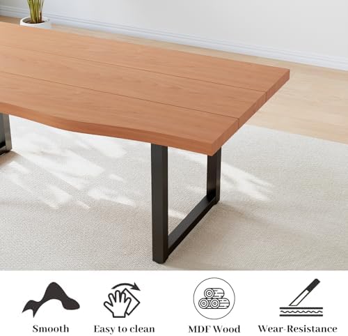 HIPIHOM 63" Kitchen Table with Wavy Edge, Modern Dining Room Table Set for 4 to 6 Persons, Thickened MDF Snack Table for Dining Room, Kitchen - Image 3