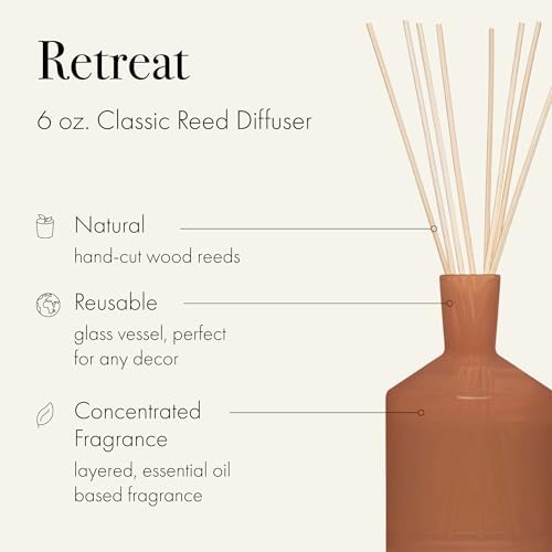 LAFCO New York Classic Reed Diffuser, Retreat - 6 oz - Up to 3 Months Fragrance Life - Reusable Glass Vessel - Natural Wood Reeds - Made in the USA - Image 2