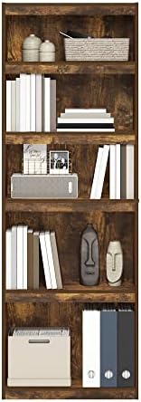 Furinno Jaya 5-Tier Book Shelf, Open Shelf Bookshelf, Amber Pine - Image 5