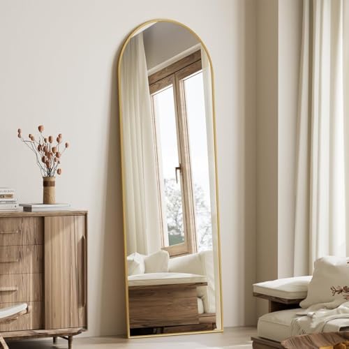 Koonmi 21"x56" Arched Full Length Mirror, Gold Large Floor Mirror with Aluminum Alloy Frame, Standing Hanging or Leaning Wall-Mounted Full Body Mirror for Living Room and Bedroom - Image 4