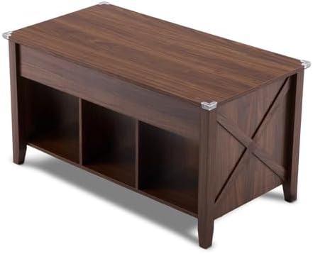 VINGLI Farmhouse Lift Top Coffee Table,38" Living Room Table,Rustic Brown - Image 7