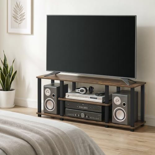 Furinno Turn-S-Tube 3-Tier Toolless Assembly TV Stand, Amber Pine - Image 3