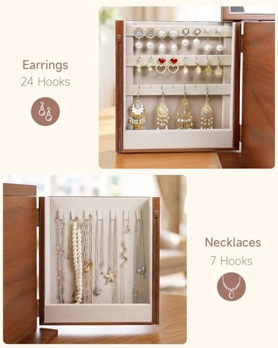 Black Walnut Wooden Jewelry Box for Women, 5 Layer - Image 4