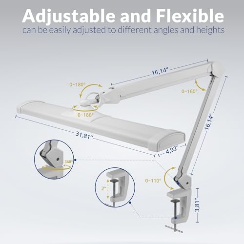 Ultra Bright 4500 Lumens Powerful Professional Eye Care LED Desk Lamp - Brightness Adjustable, Modern Task Light for Home, Beauty, Crafting, Office, Workbench (Daylight, Dimming, White) - Image 6