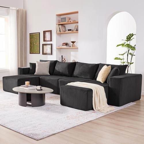 135.4" Modular Boneless Couch, Sectional Couches for Living Room, Black - Image 6