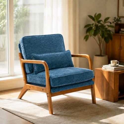 Karl home Mid-Century Modern Accent Reading Chair, Blue by Karlhome