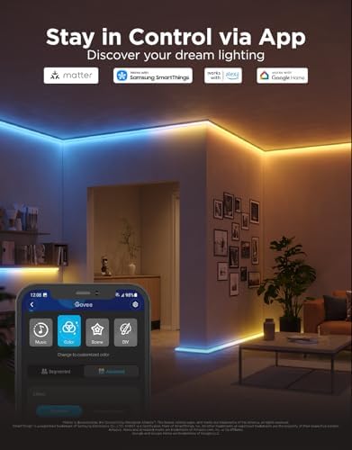 Govee RGBIC LED Strip Lights 16.4ft with Covers,Smart Control, APP, WiFi - Image 6
