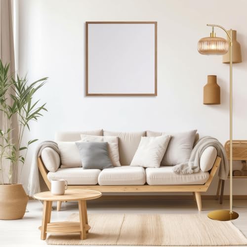 Glass Floor Lamp for Living Room, Bedroom, Gold Tall Lamp with Amber Shape - Image 5