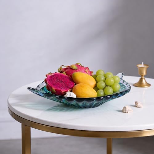 Hand blown decorative glass bowls, large green glass fruit bowls, and serving plates perfect for displaying on coffee tables, dining tables, kitchen countertops, TV stands, and entryway shelves. - Image 5