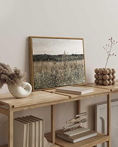 InSimSea Framed Canvas Wall Art Vintage Decor, Wildflower Field Vintage Wall Art Canvas Prints, Modern Farmhouse Bathroom Home Wall Decor, 16"x24" - Image 3