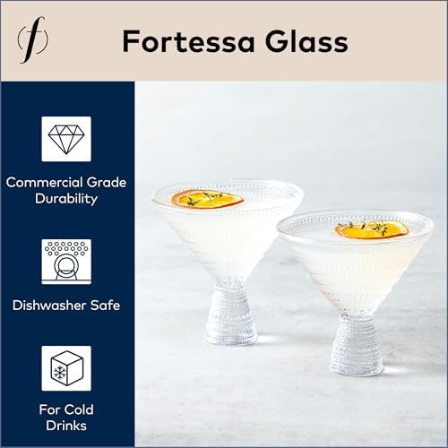 Fortessa Jupiter Beaded Hobnail Glass, 11.5 Ounce Martini (Set of 4), Clear - Image 2