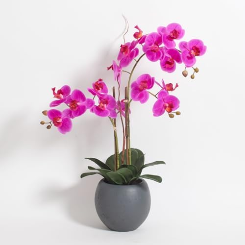 CG Hunter, Faux Pink Orchid Plant, 25 in, Grey, Home Decor by CGHunter