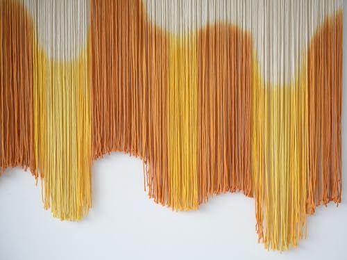 IOWER Macrame Wall Hanging Yellow Dip-Dyed Large For Living Room Boho Macrame Wall Decor 59" Wx37 L - Image 6