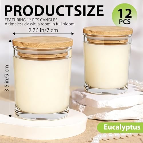 12 PCS 6oz Eucalyptus Scented Pure Soy Wax Aromatherapy Candles | Calming Home Fragrance Gift Box | Bulk Favors for Wedding, Party, Spa & Home Decor - Image 3