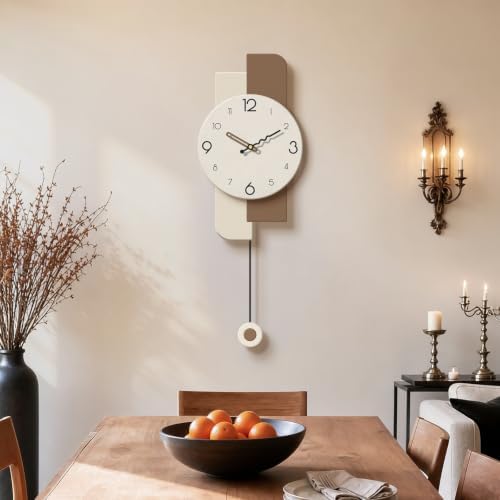 Modern Minimalist Pendulum Wall Clocks For Living Room Decor,9*24in,White - Image 4