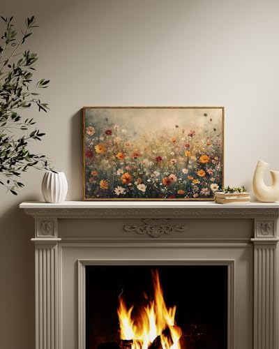 InSimSea Framed Canvas Wall Art Vintage Decor, Wall Decor for Living Room Bedroom Office Bathroom, Large Nature Landscape Flower Wildflower Oil Painting Prints, Home Decorations, 16x24inch - Image 4