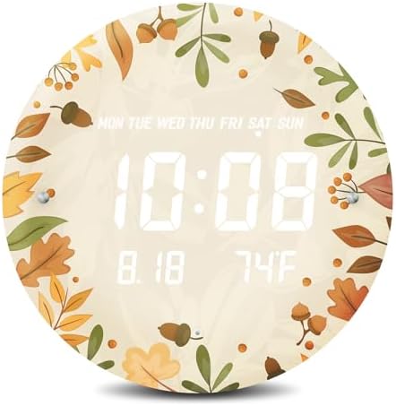 Digital LED Wall Clock for Home & Office, Autumn Leaf, 12'' by SCOAGE