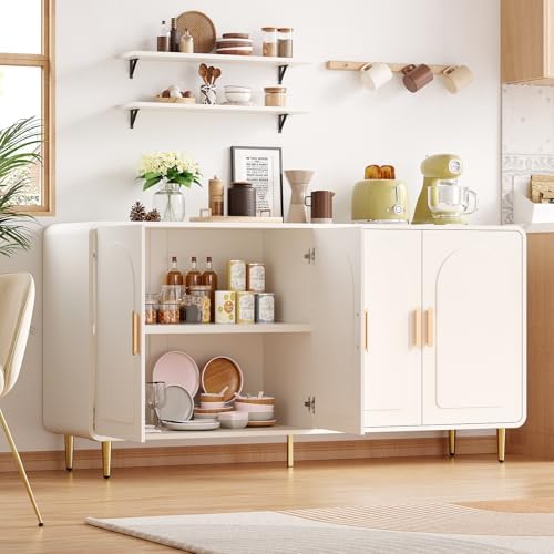 ONBRILL 60" Sideboard Buffet Cabinet, Large Credenza Storage Cabinet, White - Image 5