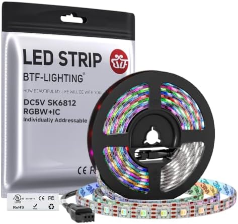 BTF-LIGHTING RGB+Cool White SK6812 LED Strip 16.4FT 300LED DC5V IP65 by BTF-LIGHTING