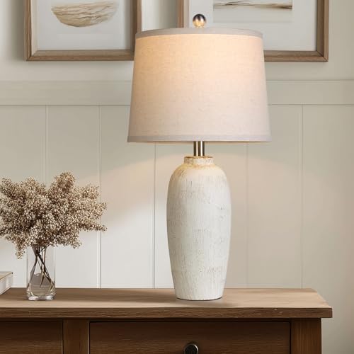 Jar Table Lamps Set of 2, 25" Ceramic Bedside Lamps for Bedroom, Beige Farmhouse Nightstand Lamps for Living Room - Image 7