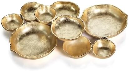 Zodax Cluster of 9 Round Bright Gold Serving Bowls, 19 x 12 x 2.5 in by Zodax