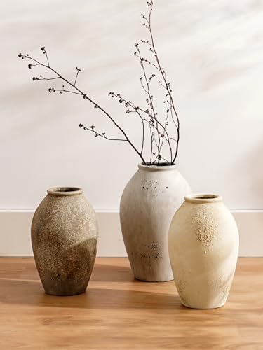 LE TAUCI Ceramic Vase, 11.5 Inch Large Rustic Farmhouse Vase, Tall Vase for Home Decor, Living Room Table & Mantel Centerpiece, Watertight & Sturdy, Sandstone Brown - Image 5