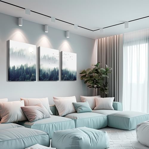 MHARTK66 Canvas Wall Art For Living Room Large Wall Decor For Bedroom Modern Office Wall Decorations Forest Landscape Paintings Farmhouse Pictures Artwork Home Decor Tree Nature 3 Panel Wall Art - Image 2