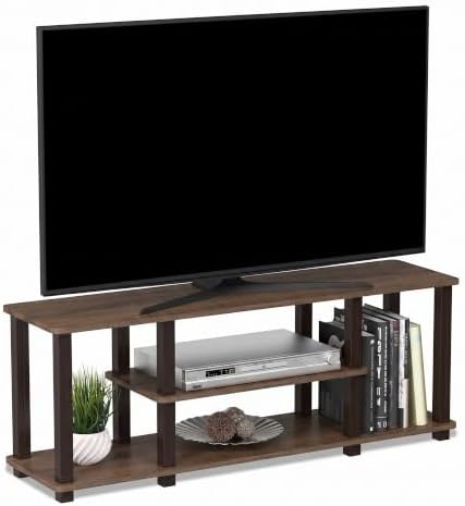 Furinno Turn-N-Tube No Tools 3D 3-Tier Entertainment TV Stand up to 50 inch TV, Square Tubes, Walnut/Brown by Furinno-FitsYourSpaceFitsYourBudget